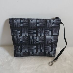 Steve Madden Black Gray Monogram Logo Pouch Bag